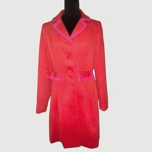 Julie Brown Red and Pink Trim Coat